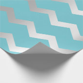 Zickzack Stripes Lines Ocean Blue Gray Silver Geschenkpapier (Ecke)