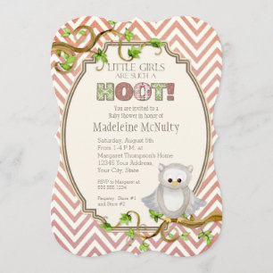 Zickzack Stripter Hoot Owl Kleine Girls Babydusche Einladung