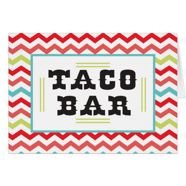Zickzack Taco-Bar-Nahrungsmittelzelt-Karten (Vorderseite (Horizontal))