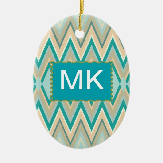 Zickzack-Telefone diagonal Keramik Ornament (Vorne)