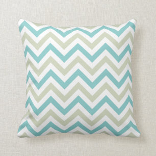 Zickzack Throw-Kissen {Aqua u. Salbei} Kissen