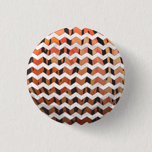Zickzack Tiger Hot orange und Black Print Button (Vorderseite)