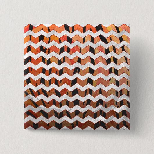 Zickzack Tiger Hot orange und Black Print Button (Vorderseite)