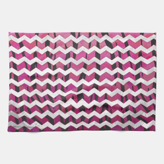 Zickzack Tiger-Hot-Rosa und Schwarz-Print Geschirrtuch (Horizontal)