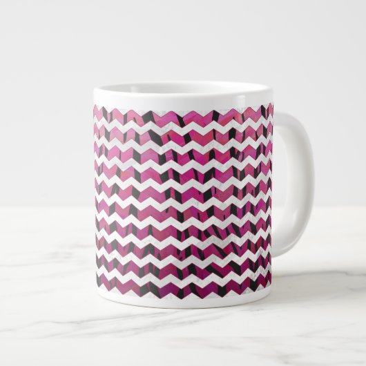 Zickzack Tiger-Hot-Rosa und Schwarz-Print Jumbo-Tasse (Vorderseite Rechts)