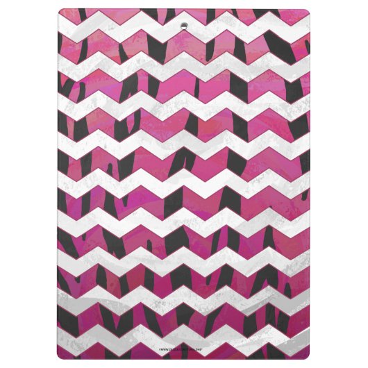 Zickzack Tiger-Hot-Rosa und Schwarz-Print Klemmbrett (Rückseite)