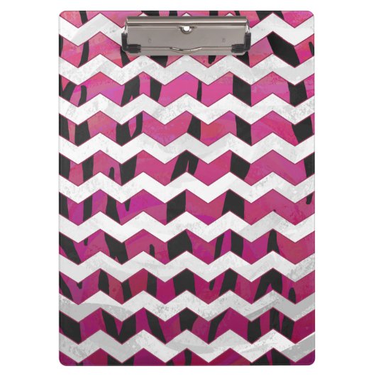Zickzack Tiger-Hot-Rosa und Schwarz-Print Klemmbrett (Vorderseite)