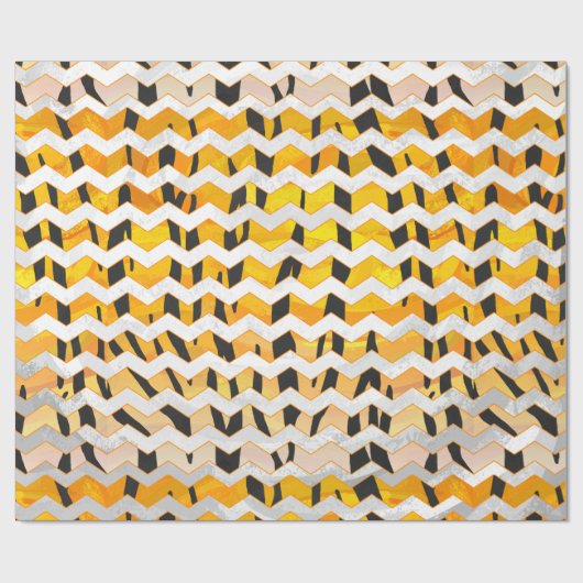 Zickzack Tiger Schwarz/Orange-Print Geschenkpapier (Flach)