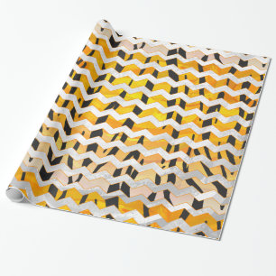 Zickzack Tiger Schwarz/Orange-Print Geschenkpapier