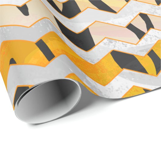 Zickzack Tiger Schwarz/Orange-Print Geschenkpapier (Rolleneckpunkt)