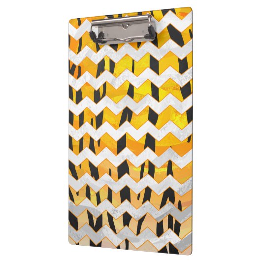 Zickzack Tiger Schwarz/Orange-Print Klemmbrett (Links)