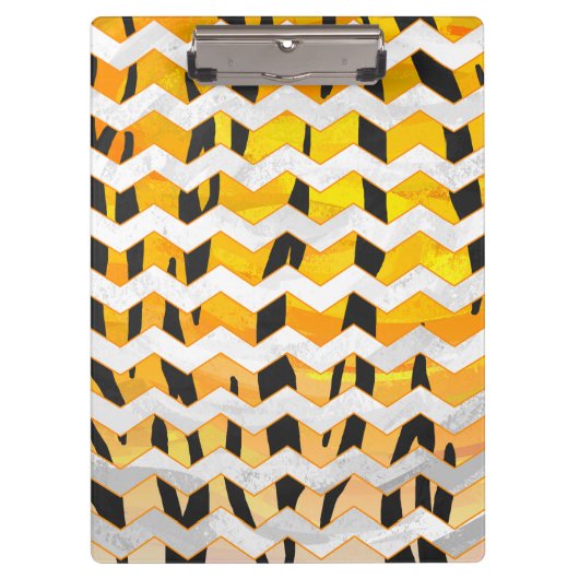 Zickzack Tiger Schwarz/Orange-Print Klemmbrett (Vorderseite)