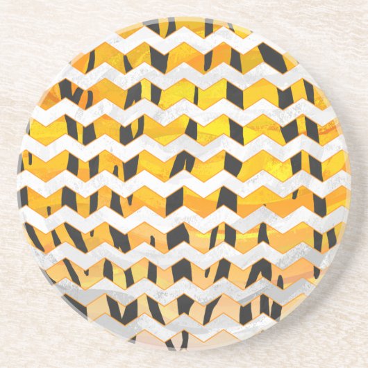 Zickzack Tiger Schwarz/Orange-Print Untersetzer (Vorne)