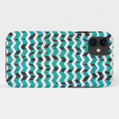 Zickzack Tiger Schwarz und Aquamarine Printmedien Case-Mate iPhone Hülle (Rückseite (Horizontal))