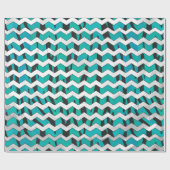 Zickzack Tiger Schwarz und Aquamarine Printmedien Geschenkpapier (Flach)