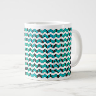 Zickzack Tiger Schwarz und Aquamarine Printmedien Jumbo-Tasse