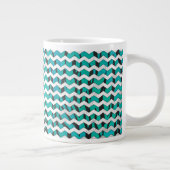 Zickzack Tiger Schwarz und Aquamarine Printmedien Jumbo-Tasse (Rechts)