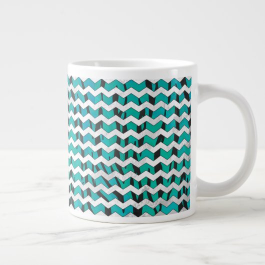 Zickzack Tiger Schwarz und Aquamarine Printmedien Jumbo-Tasse (Rechts)
