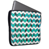 Zickzack Tiger Schwarz und Aquamarine Printmedien Laptopschutzhülle (Vorne Rechts)
