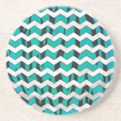 Zickzack Tiger Schwarz und Aquamarine Printmedien Sandstein Untersetzer (Vorne)