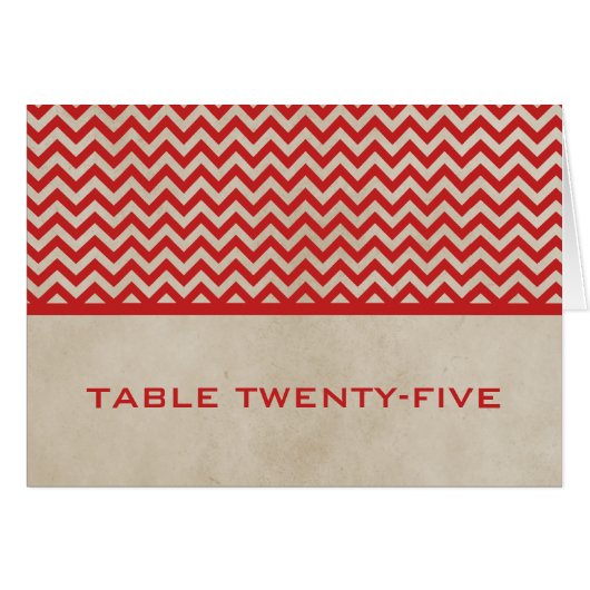 Zickzack Tischnummer-Karte Red Chic (Vorderseite (Horizontal))