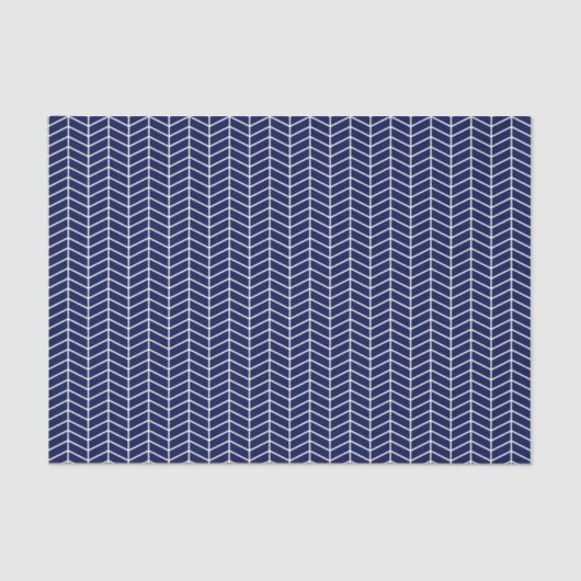 Zickzack Tissue Paper - White on Navy Blue Seidenpapier (Vorderseite)