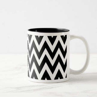 Zickzack Traum-Schwarzweiss-Kaffee Zweifarbige Tasse