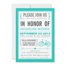 Zickzack Trendy Bicycle Bridal Dusche Einladung