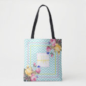 Zickzack und Blume Mit Monogramm Tasche (Vorderseite)