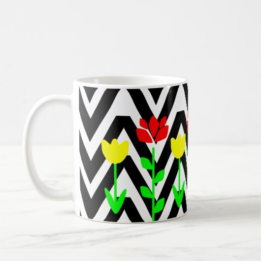 Zickzack und Blume Moderne Tasse (Links)