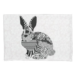 Zickzack und blumige Kaninchen Kissenbezug