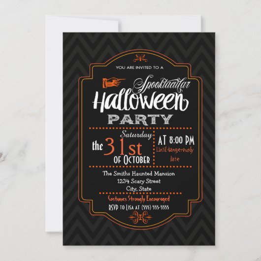 Zickzack und Typografie - Halloween-Einladung Einladung (Vorderseite)