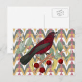 Zickzack und Vintager Roter Vogel Postkarte (Vorne/Hinten)