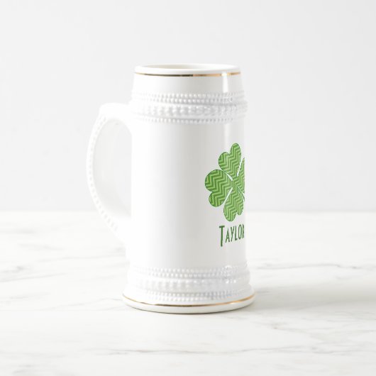 Zickzack Vierblättriges Kleeblatt Bierglas (Vorderseite Links)