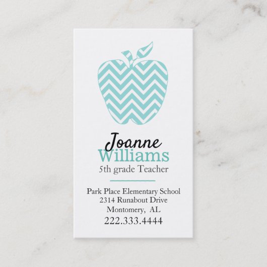 Zickzack Visitenkarte für Apple-Lehrer Terminkarte (Vorderseite)