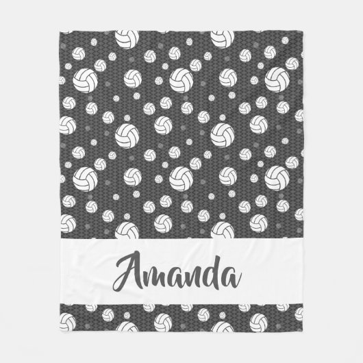 Zickzack Volleyball-Muster in Grau und Weiß Fleecedecke (Vorderseite)