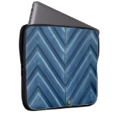 Zickzack Wand aus blauem Holz Laptopschutzhülle (Vorne Rechts)