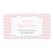 Zickzack Wasser Flasche-Etikett in Rosa und Grau (Vorne)