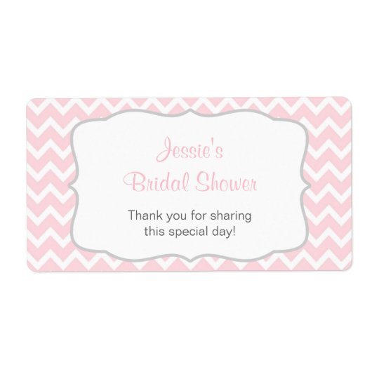 Zickzack Wasser Flasche-Etikett in Rosa und Grau (Vorne)