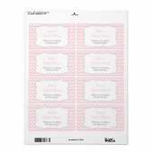 Zickzack Wasser Flasche-Etikett in Rosa und Grau (Vorne)