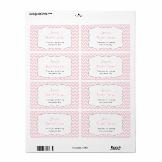 Zickzack Wasser Flasche-Etikett in Rosa und Grau (Vorne)