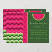 Zickzack Watermelon Geburtstagsparty Einladung (Vorne/Hinten)