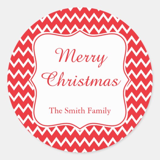 Zickzack Weihnachten Runder Aufkleber (Vorderseite)