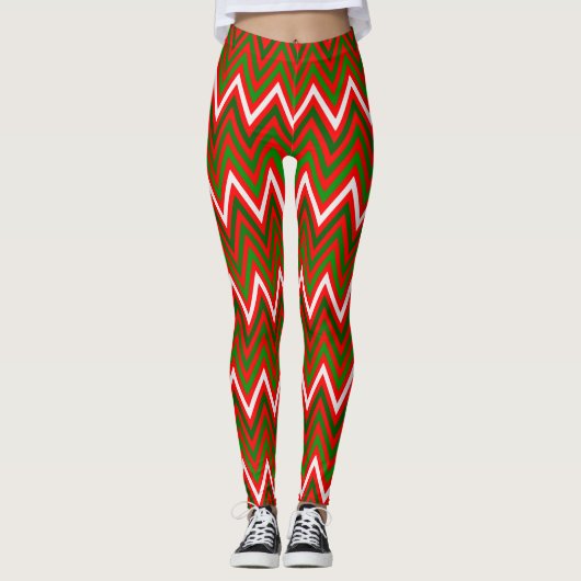 Zickzack Weihnachtsmuster Leggings (Vorderseite)