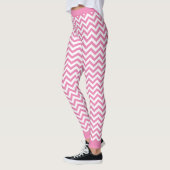 Zickzack, weißes und hellrosa Muster Leggings (Links)