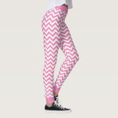 Zickzack, weißes und hellrosa Muster Leggings (Rechts)