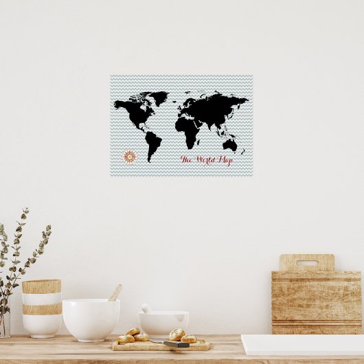 Zickzack Weltkarte Poster (Küche)