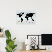 Zickzack Weltkarte Poster (Heimbüro)