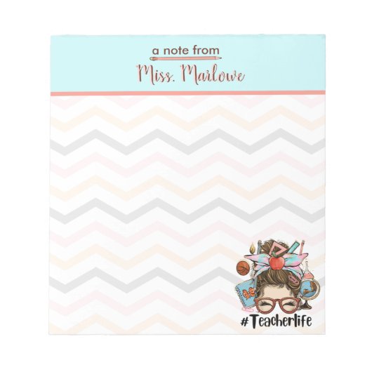 Zickzack Wertschätzung für Lehrer Notizblock (Vorderseite)