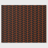 Zickzack Wrapping Paper - Bright Orange auf Black  Geschenkpapier (Flach)